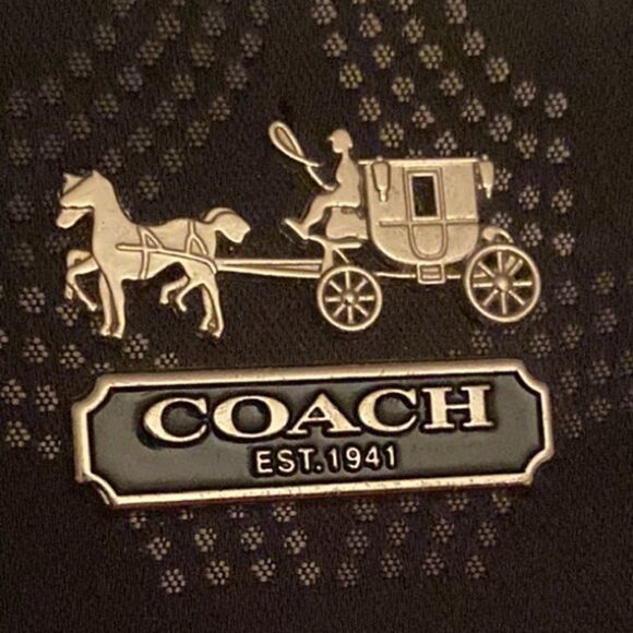 COACH Black Patent 2 Tone Gray C’s Madison Dotted OP Art Sophia Bag Purse #15935 - Picture 9 of 9